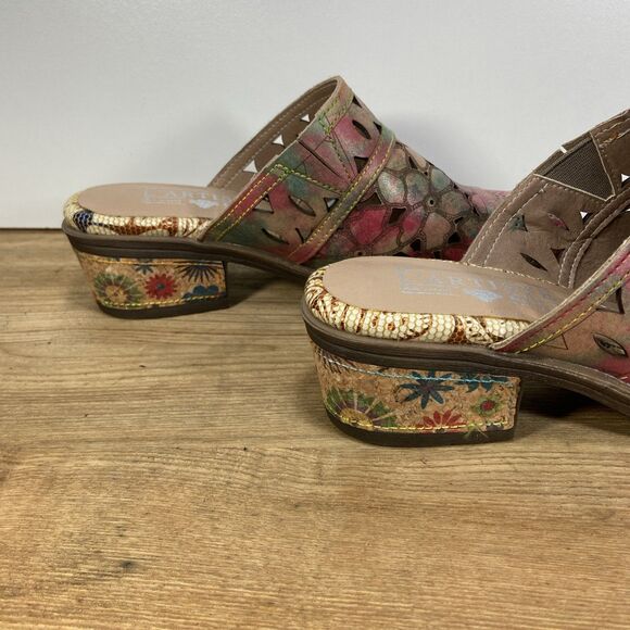 Spring Step L'Artiste Shoes Womens Size 36 Floral Cut Out Slip On Mules Colorful - Picture 5 of 12
